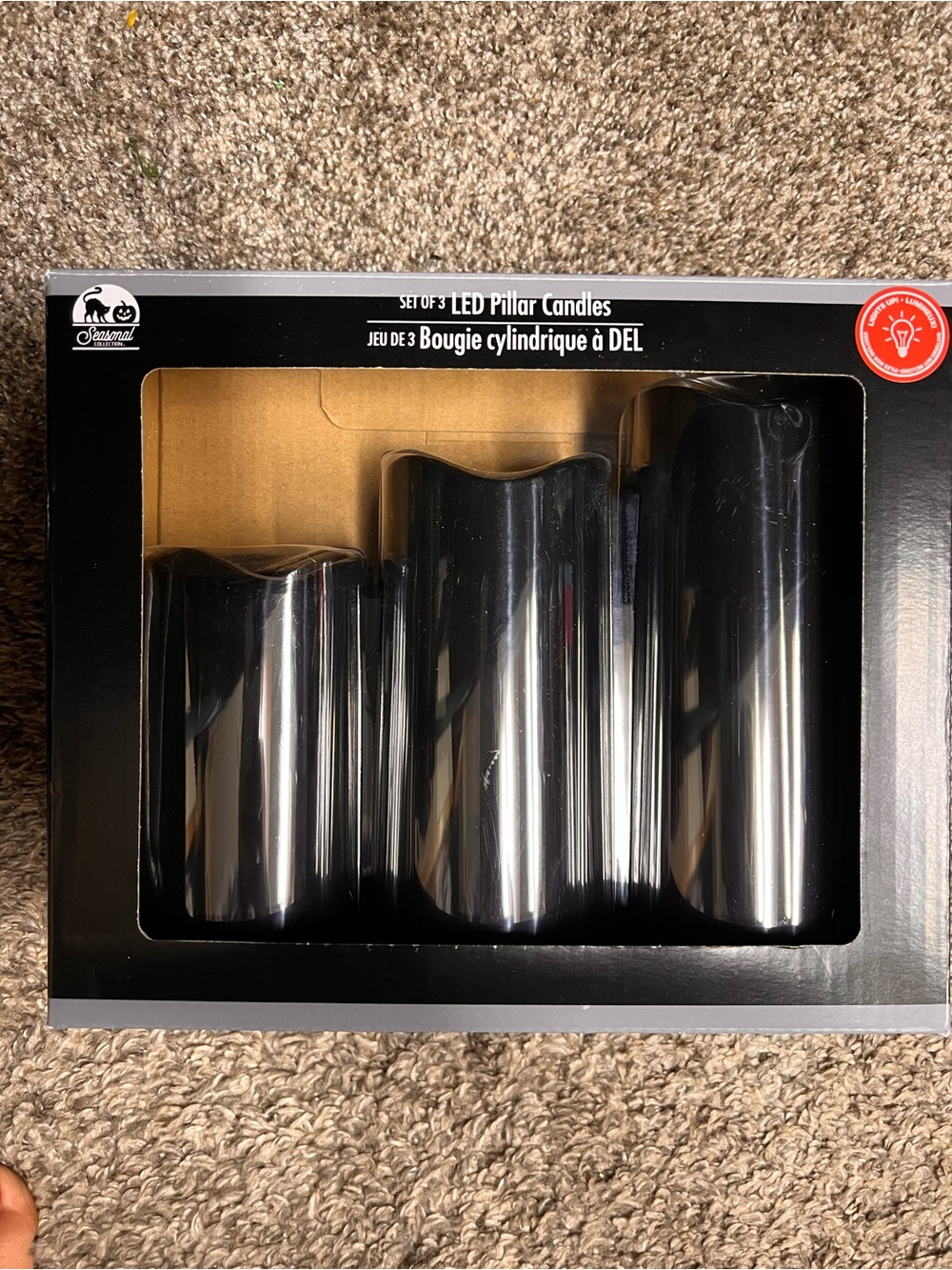 Lights LED Pillar Candles Set of 3 Black NWT